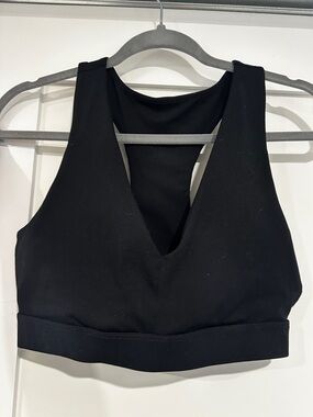 Fabletics Black Deep V Sports Bra Crop Top